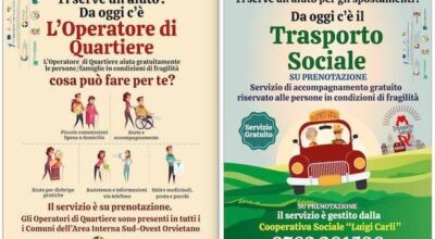 “Area Interna Sud-Ovest Orvietano 2020”: Avvio del Servizio di “Operatore Sociale di Quartiere” e potenziamento Servizi di Trasporto Sociale Servizi