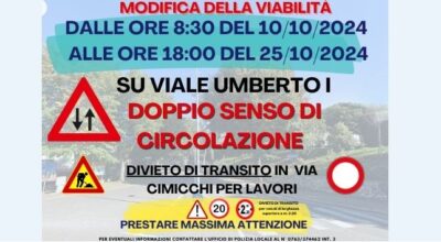 MODIFICA VIABILITA’ , ISTITUZIONE DOPPIO SENSO DI CIRCOLAZIONE SU VIALE UMBERTO I*